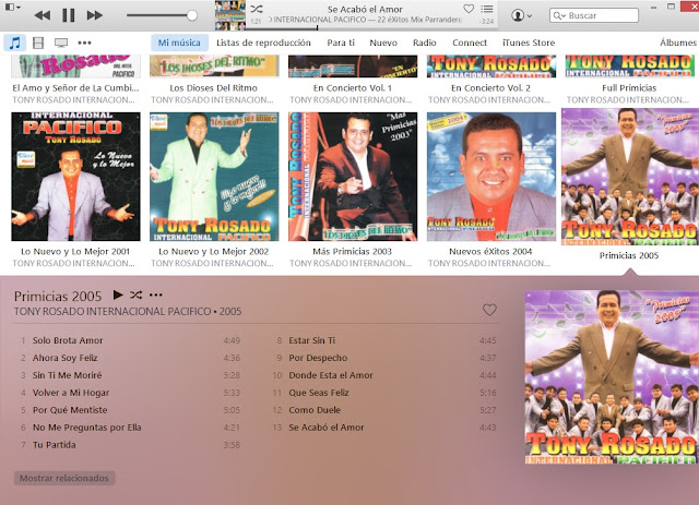 DISCOGRAFIA DE TONY ROSADO INTERNACIONAL PACIFICO