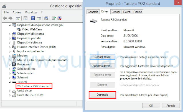 Disinstallare driver tastiera del portatile