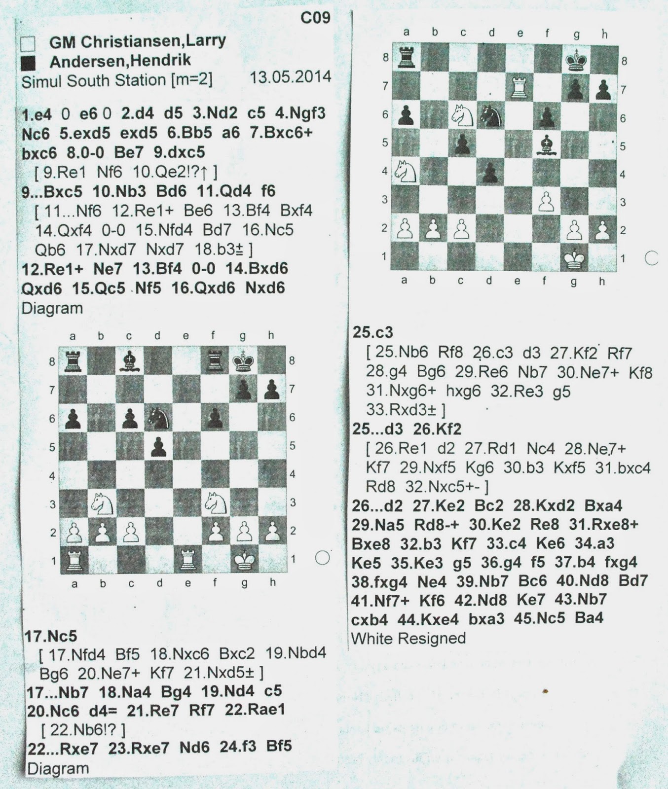 Boylston Chess Club Weblog: GRANDMASTER LARRY CHRISTIANSEN PERFORMS