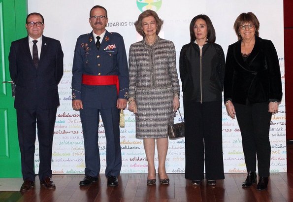 Queen Sofia received the award from President of Social Group of ONCE, Miguel Carballeda of at The Queen Sofía Museum in Madrid.