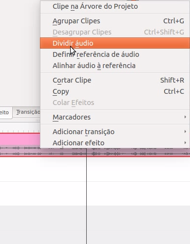 Separar/Dividir áudio Kdenlive