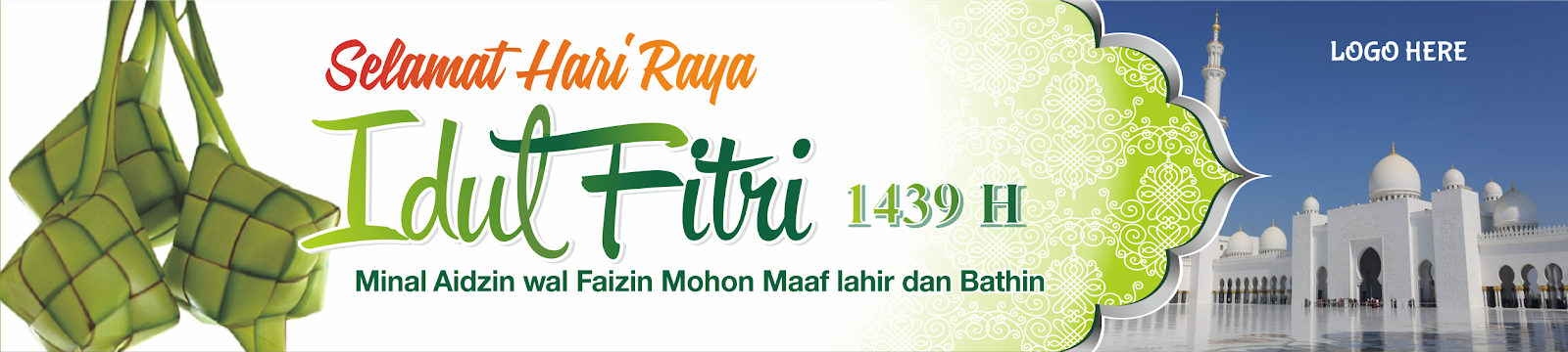  Banner  Selamat Hari Raya Idul  Fitri  1439 Hijriyah Vektor 