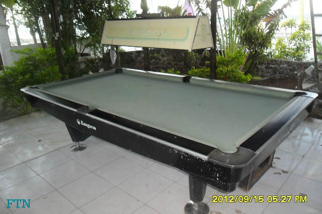 Billiard table beside the swimming pool