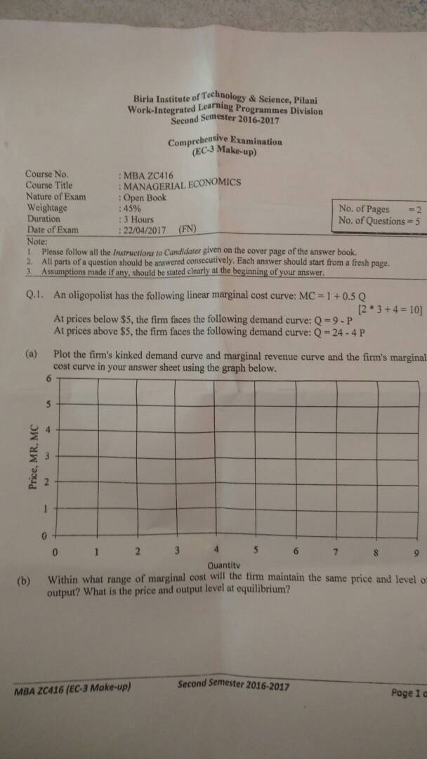 ME Comprehensive Makeup Question Paper
