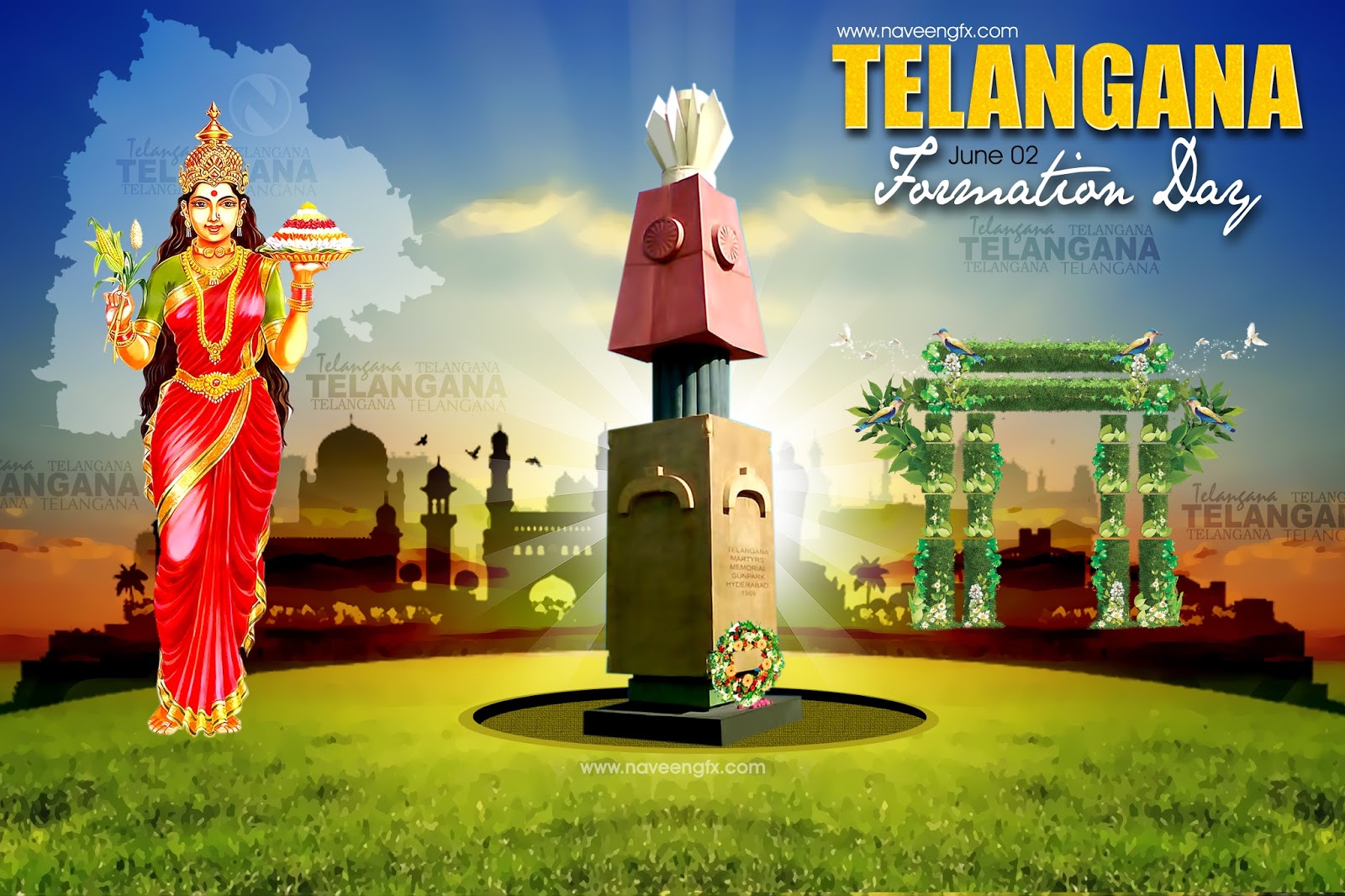 Telangana Formation day HD poster and wallpapers in JPEG naveengfx