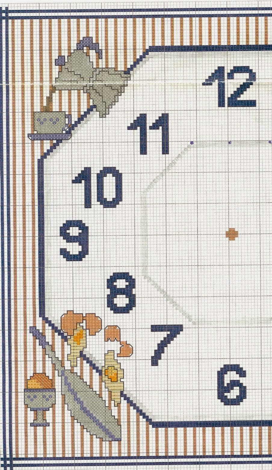 GRAFICOS PUNTO DE CRUZ GRATIS : RELOJ PARA LA COCINA,SALON(39)