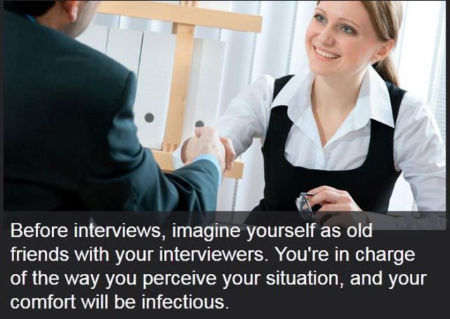 Imagine yourself. Girl before the Interview.