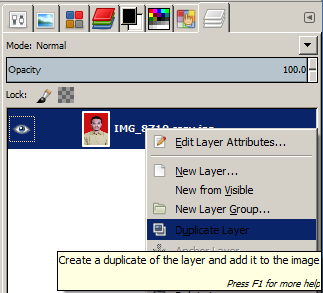 Membuat Layer Duplicate Pada GIMP Membuat Layer Duplicate Pada GIMP
