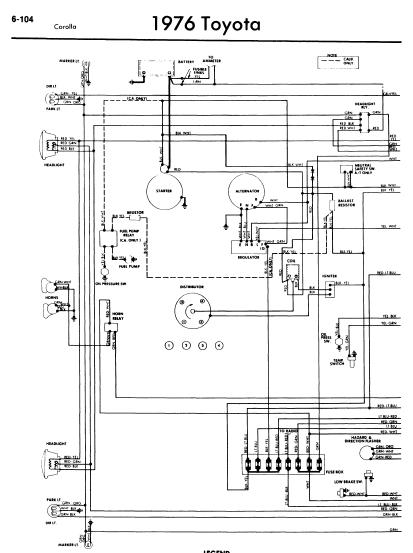 repair-manuals: Toyota Corolla 1976 Wiring Diagrams