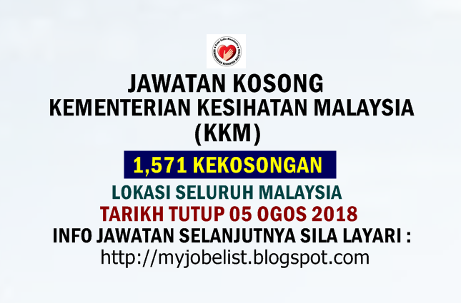 Jawatan Kosong Kementerian Kesihatan Malaysia (KKM) Ogos 2018