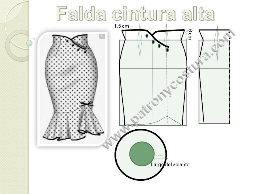 www.patronycostura.com/Falda cintura alta.Tema 190