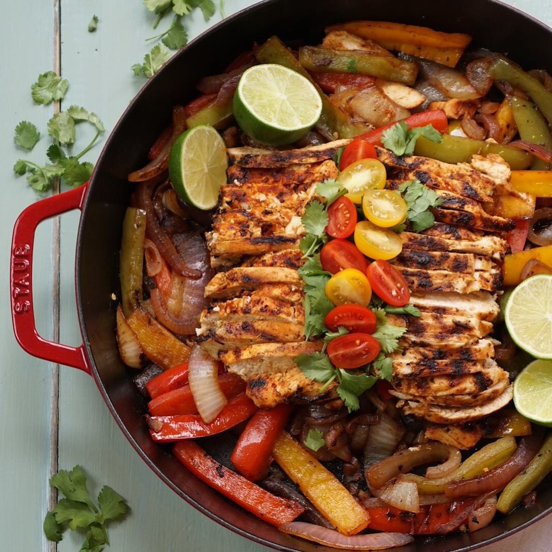 Euna Mae's green chili and lime chicken fajitas