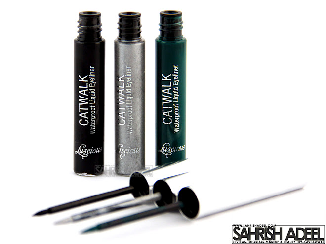 Catwalk Liquid Eye Liners in 'Black, Metallic Silver & Green' by Luscious Cosmetics