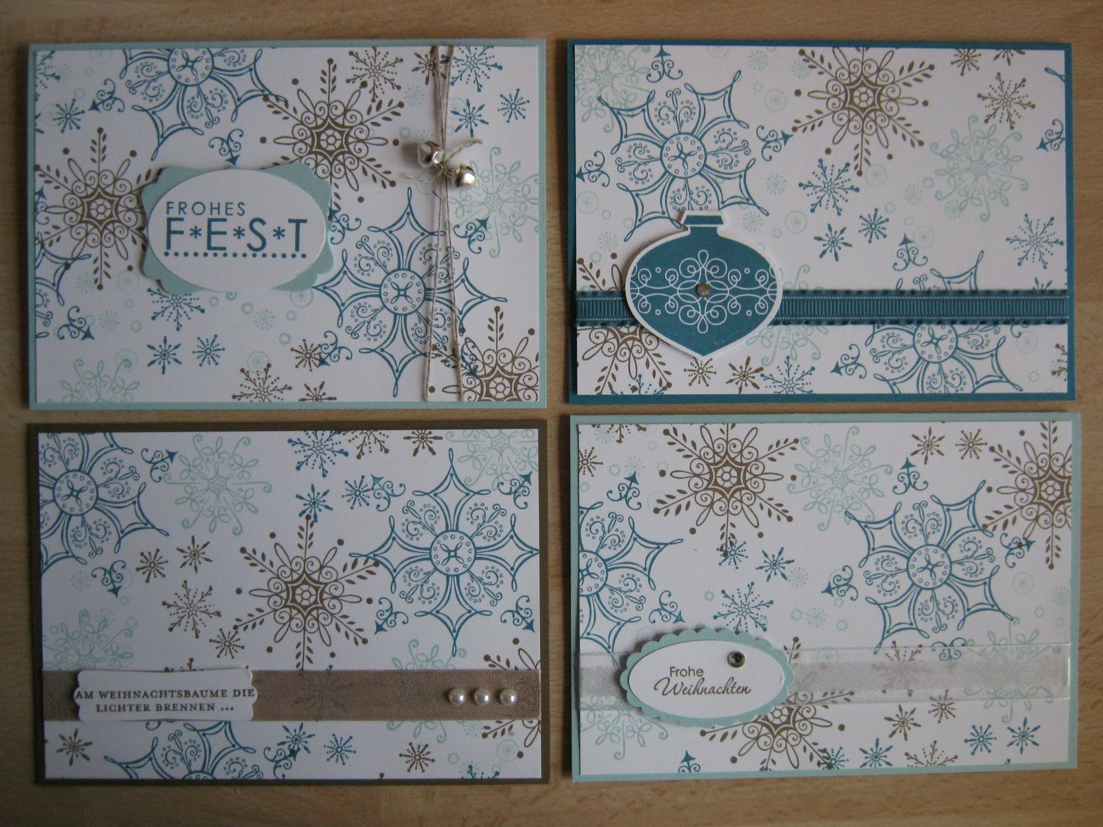 Stempelregenbogen: Aus eins macht vier&hellip;Weihnachtskarten