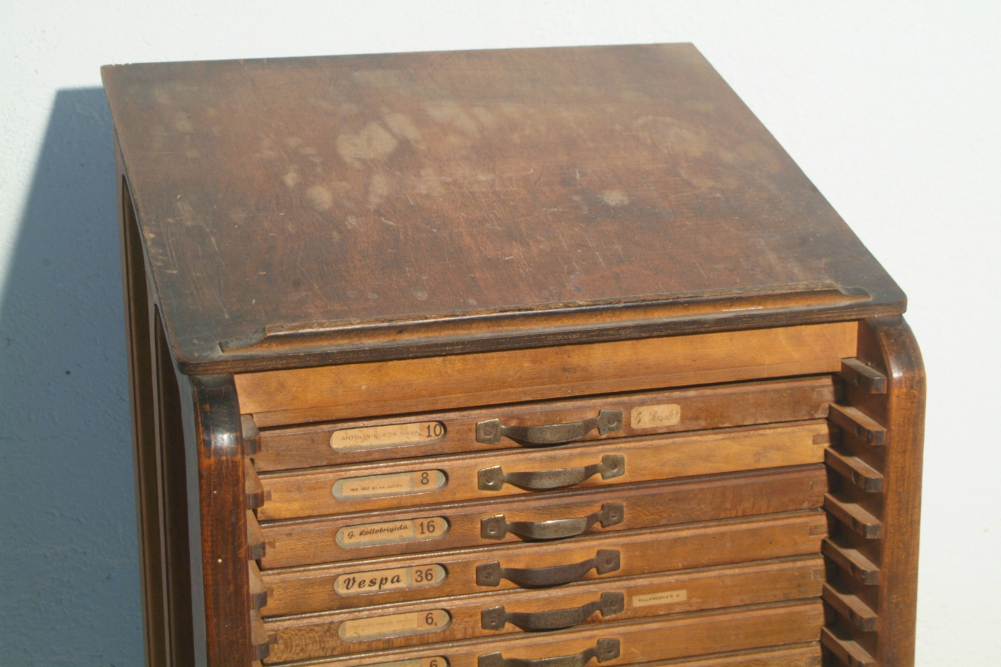 decoración vintage, antiguitats-baraturantic: mueble imprenta de madera