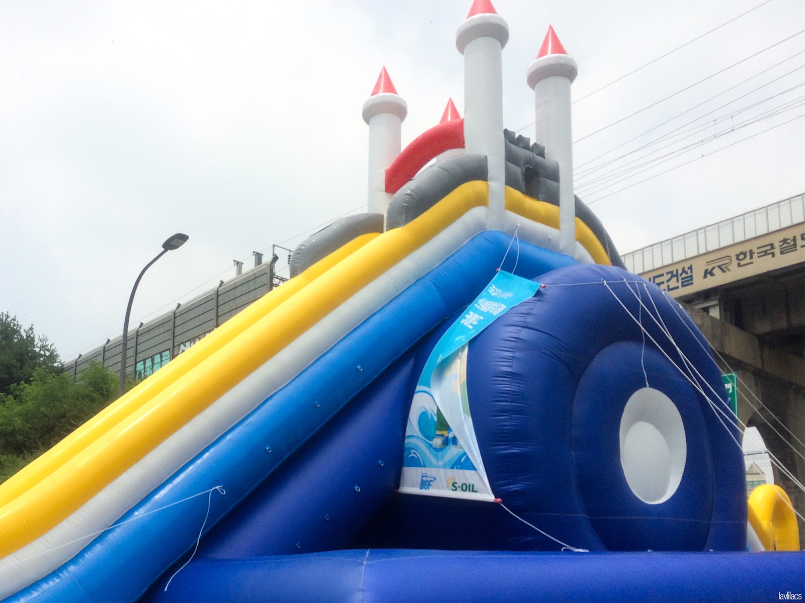 Seoul, Korea - Summer Study Abroad 2014 - Sinchon Water Gun Festival 2014 inflatable slide