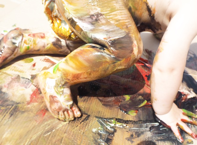 messy play with paint toddler body painting, sensory messy play with paint