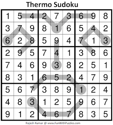Answer of Thermometer Sudoku Puzzle (Fun With Sudoku #372)