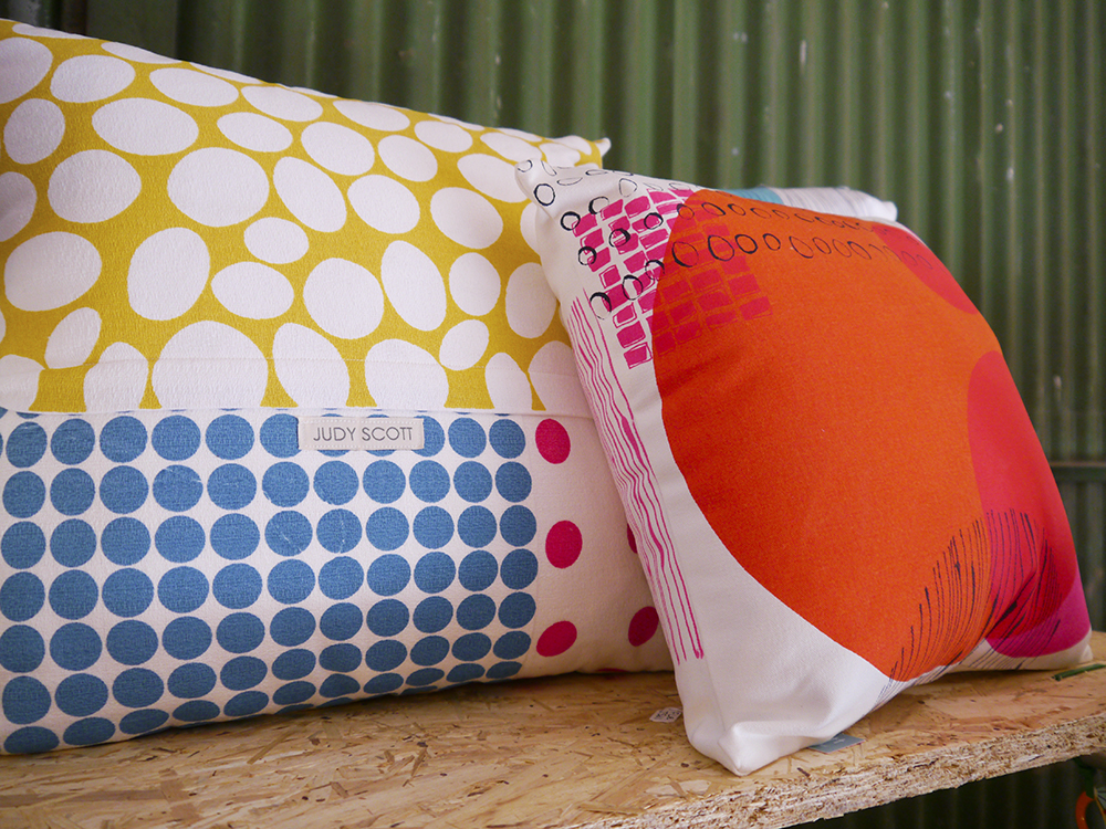 Judy Scott Colourful Cushions at Tea Green Pop Up Tea Green Events, Concept Atelier, pop up shop, Dundee, The Old Flour Mill, Tea Green, Scottish design, Scottish designers, Dundee designers, Dundee bloggers, Scottish bloggers, Judy Scott, colourful design, colourful cushions