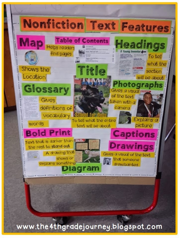 Text Features Anchor Chart 4th Grade