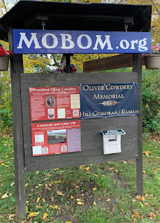 Oliver Cowdery Memorial information stand in Palmyra, New York
