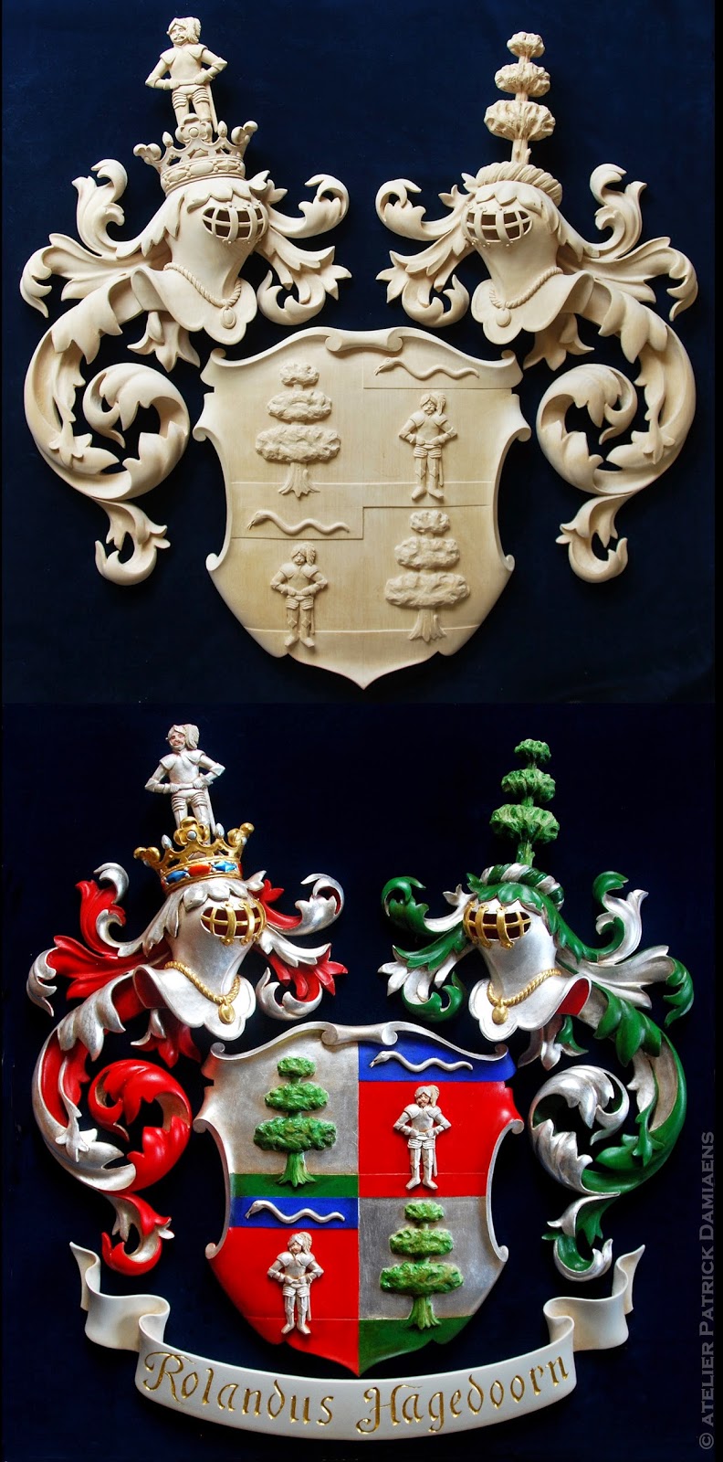 ORNAMENTAL WOODCARVER Patrick Damiaens Custommade Family Coat of Arms