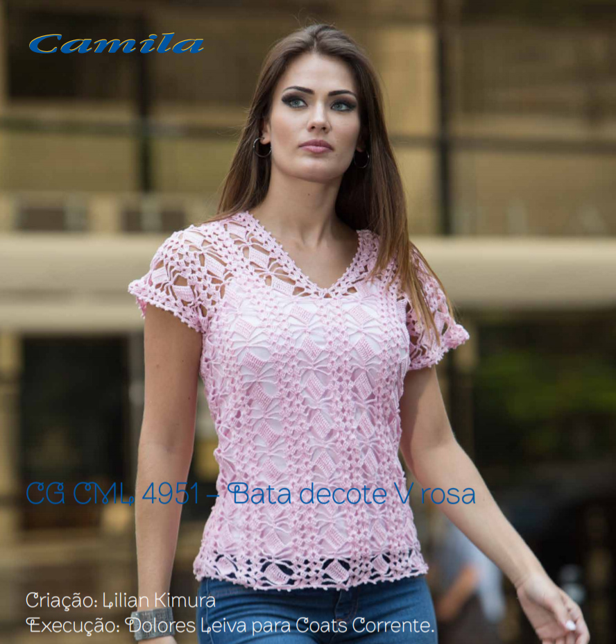 Blusa croche decote v Clearance