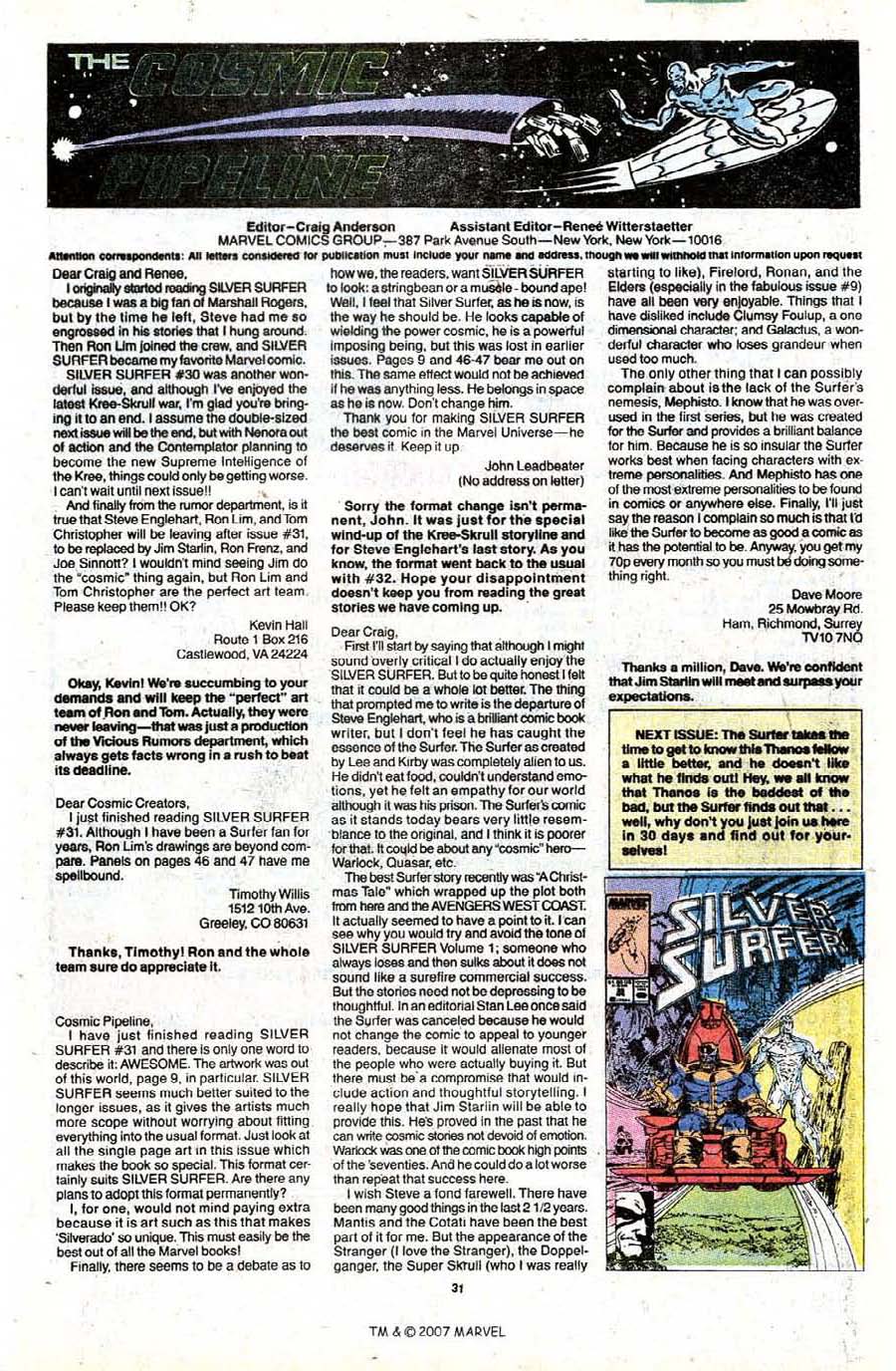 Read online Silver Surfer (1987) comic -  Issue #34 - 33