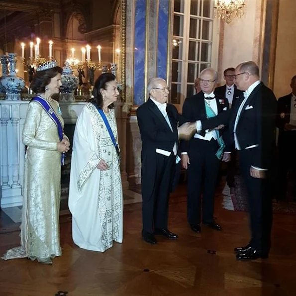 King Carl Gustaf and Queen Silvia of Sweden, Crown Princess Victoria of Sweden and Prince Daniel, Prince Carl Philip of Sweden attended the banquet held for Tunisian President Beji Caid Essebsi 