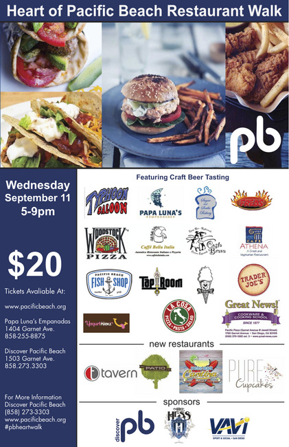 Sangoville Heart Of Pacific Beach Restaurant Walk Returns Heart Of Pacific Beach Restaurant Walk Returns Wednesday Sept 11