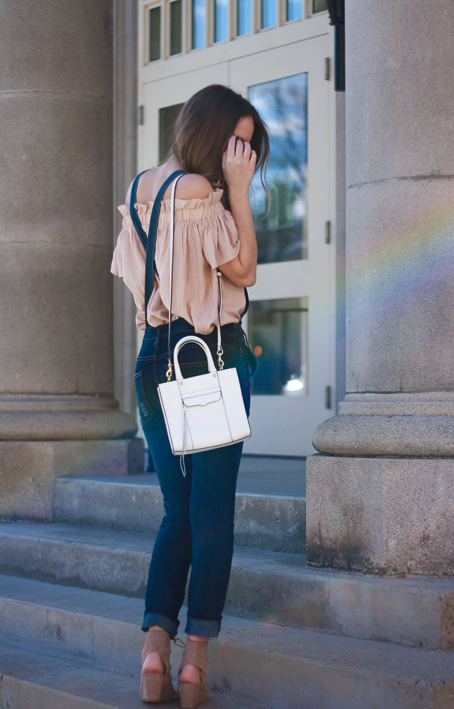 How to Wear Overalls Overalls and an Off the Shoulder Top Twenties