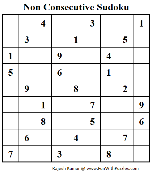 Non Consecutive Sudoku (Fun With Sudoku #72)