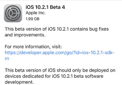 Apple seeded iOS 10.2.1 Beta 4 to developer and public testers along with beta 4 release of macOS Sierra 10.12.3 with minor changes, bugs fixes and other improvements.