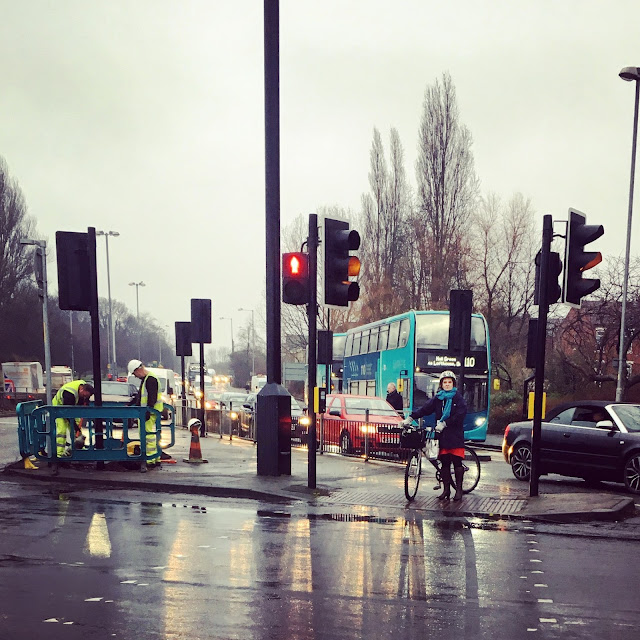 Traffic crossing Leeds Road Wakefield