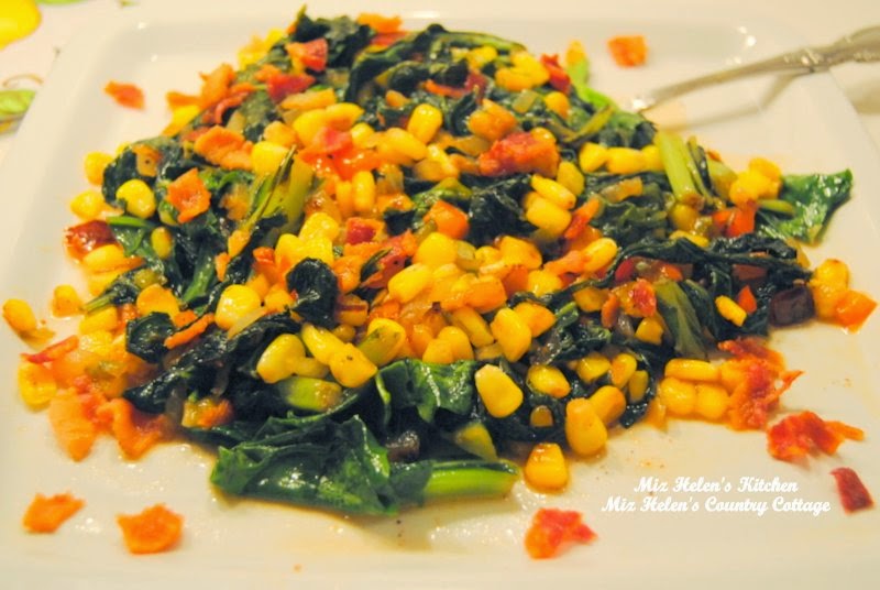 Mustard Greens and Corn Skillet at Miz Helen's Country Cottage