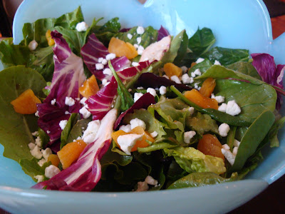 radicchio, spinach, apricot salad with goat cheese