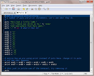 TESTHEAD: Exercise 7, 8, 9: Lots More Printing: Learn Ruby The Hard Way ...