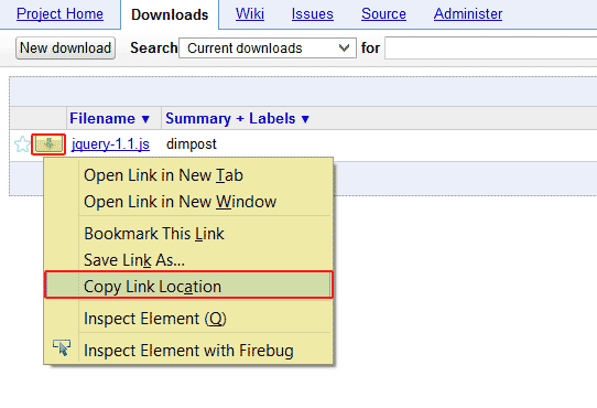 How to host JavaScript file on Google Code for free - DIMPOST