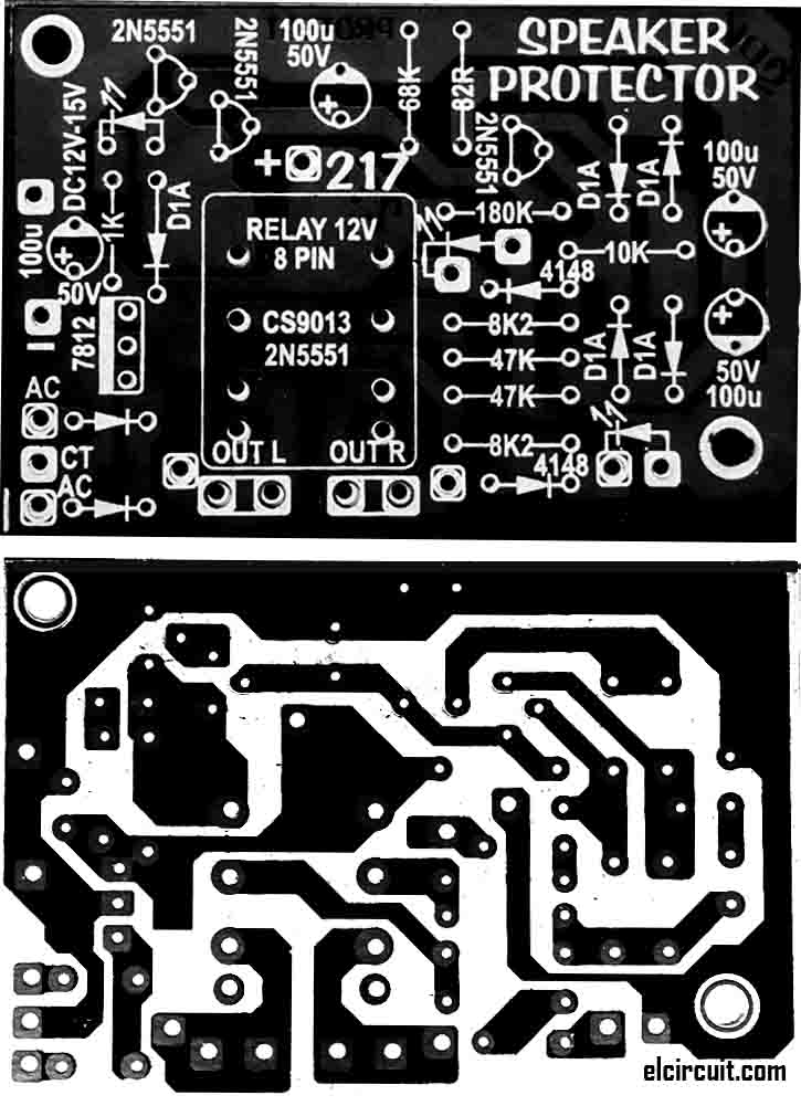 Speaker Protector 3 Transistors - Electronic Circuit