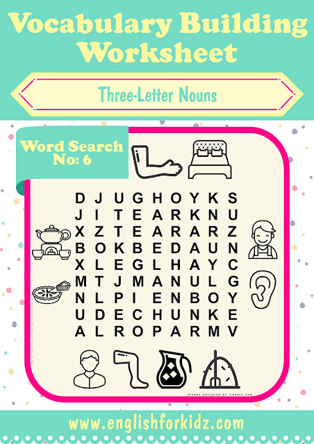 English word search printable puzzle worksheet