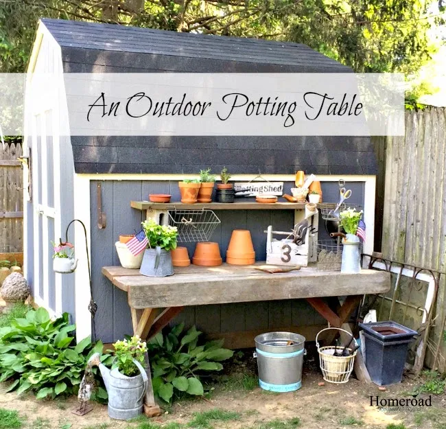 A Repurposed Outdoor Potting Table www.homeroad.net