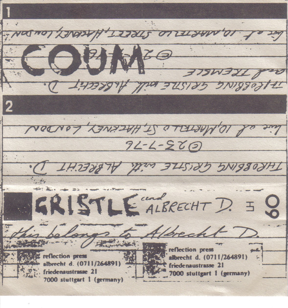 Roots And Traces Spurensicherung Throbbing Gristle And