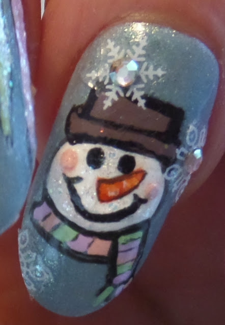 snowman nail design