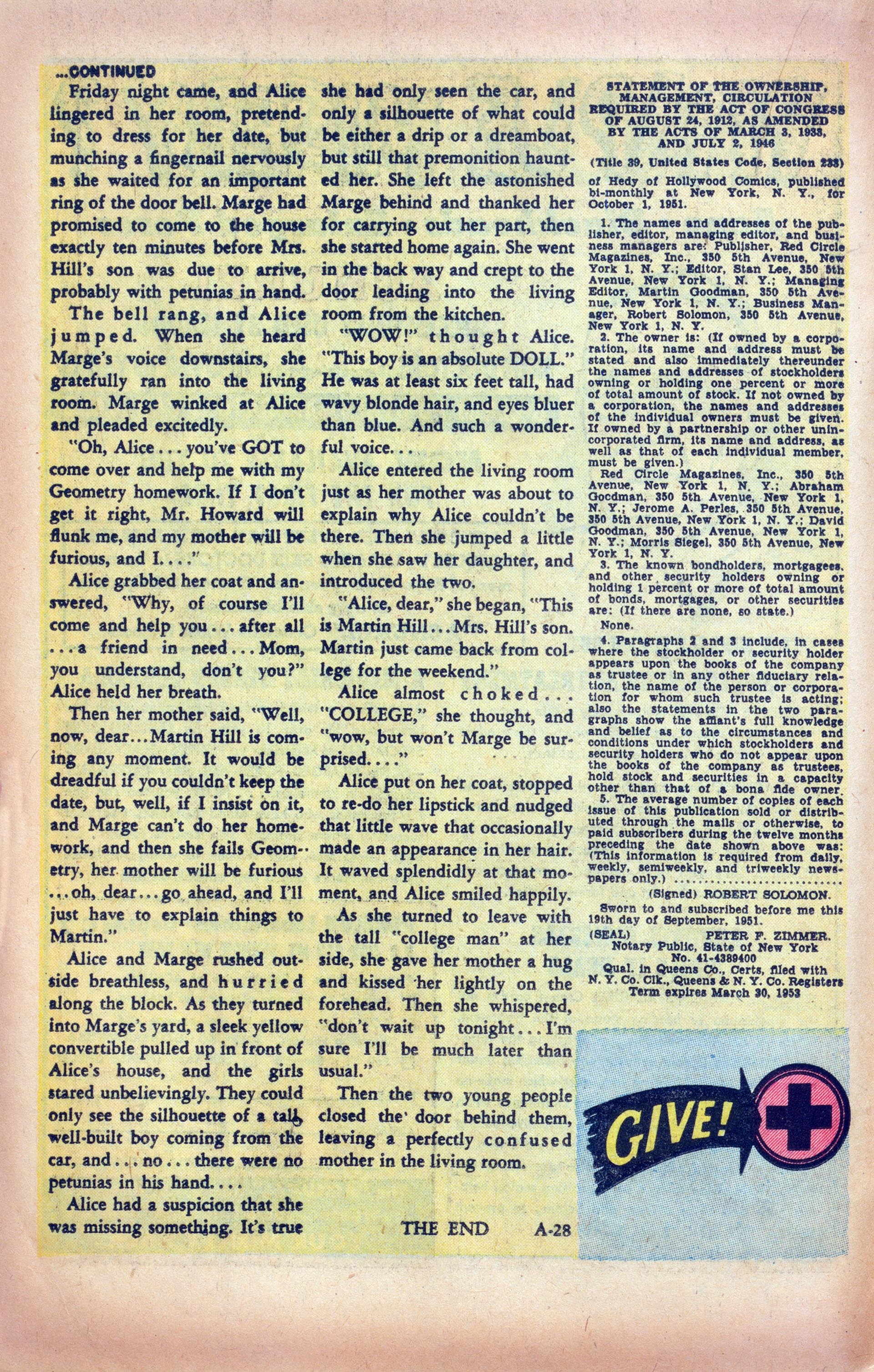 Read online Hedy Of Hollywood Comics comic -  Issue #49 - 18