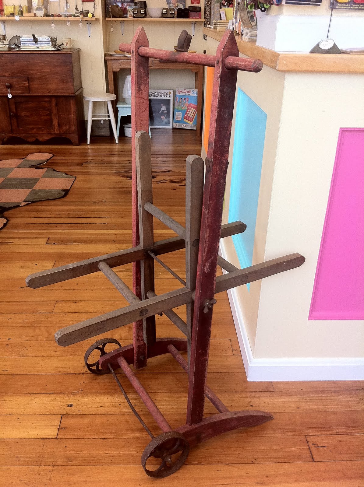 Lost & Found Marblehead, MA Antique Wooden Garden Hose Holder. 50