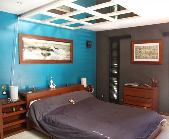Dormitorio en azul y marrón - Ideas para decorar dormitorios