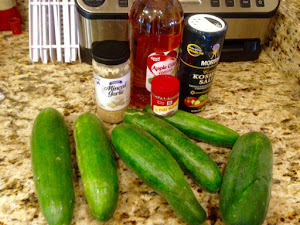 The ingredients for making dill pickles