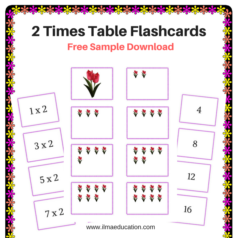 ILMA Education Multiplication Flashcards with Spring Flowers