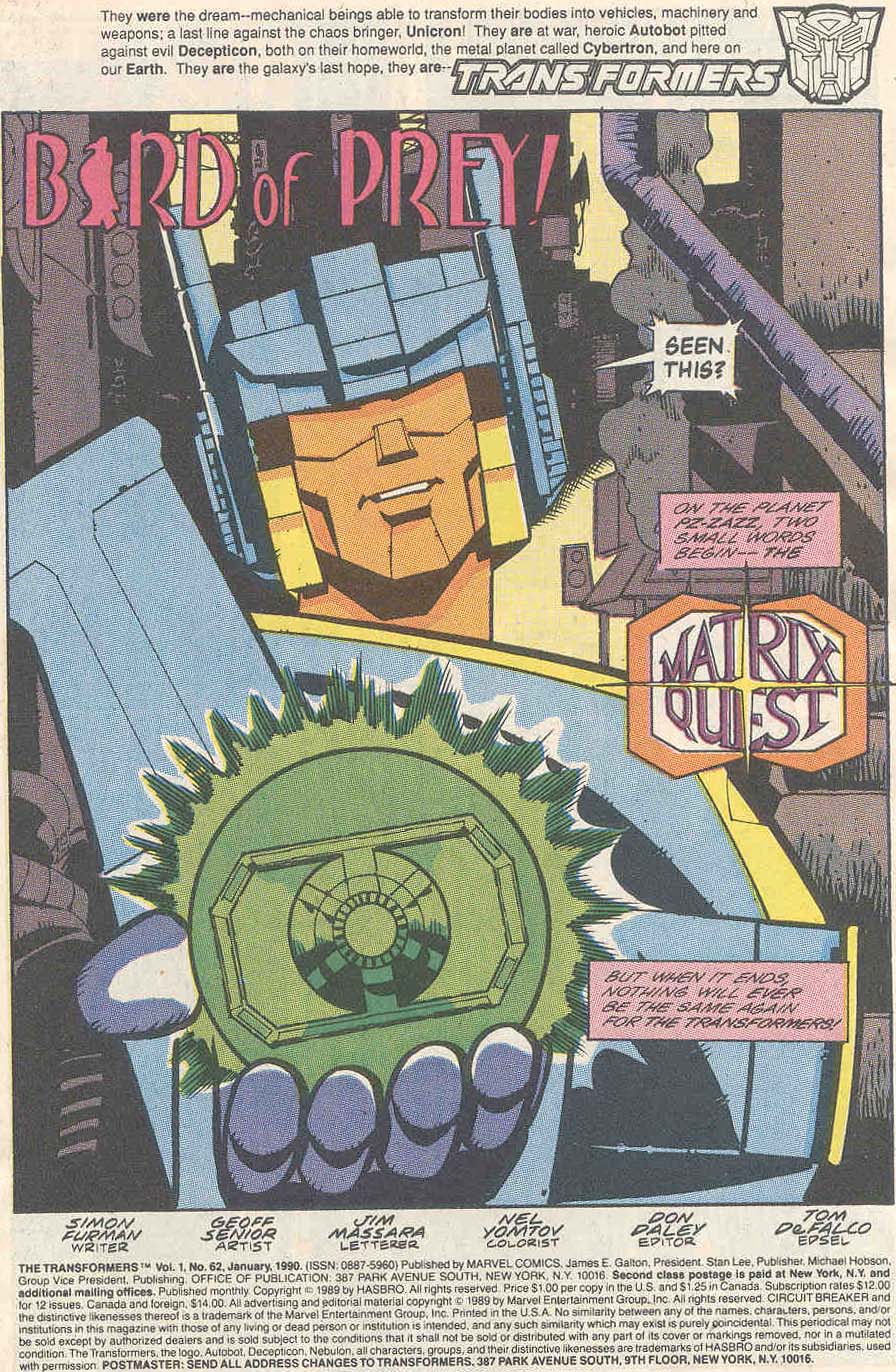 Read online The Transformers (1984) comic -  Issue #62 - 2