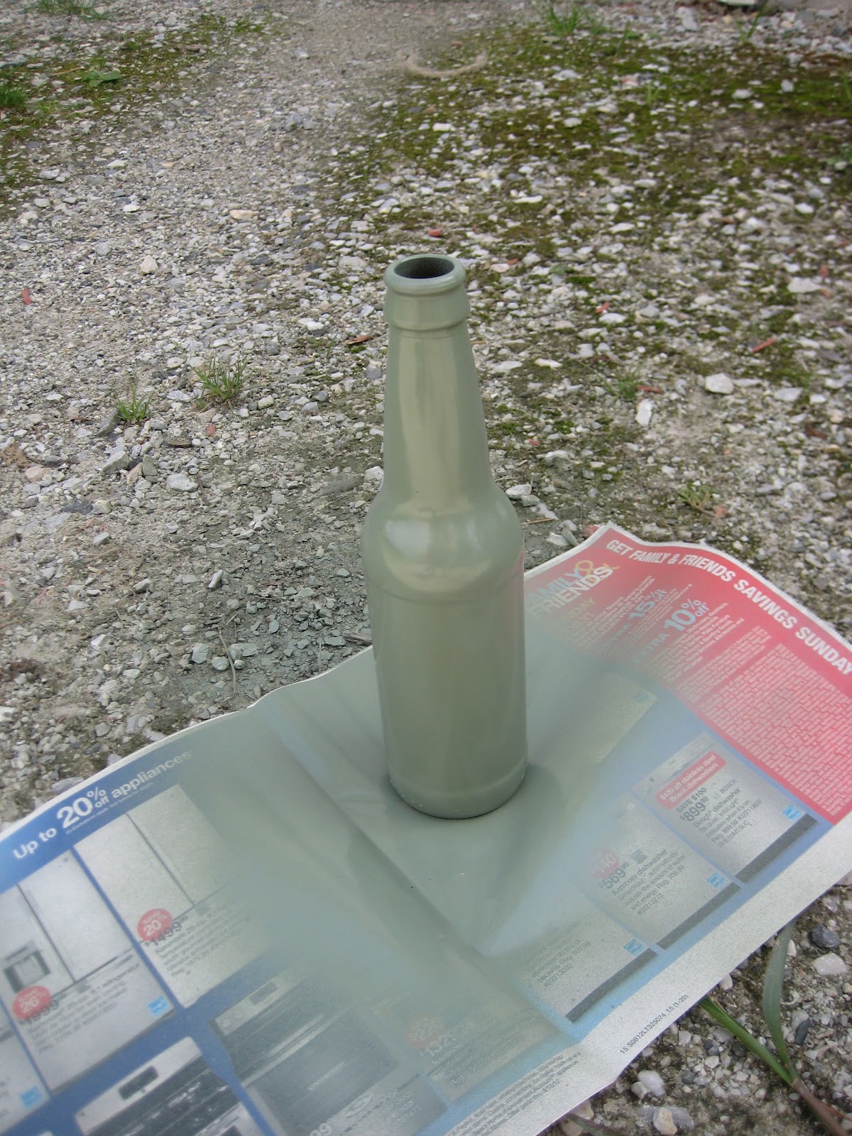 Cabin Fever Crafter layered spray painted {beer} bottle